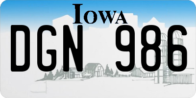 IA license plate DGN986