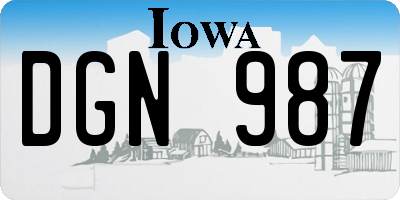 IA license plate DGN987