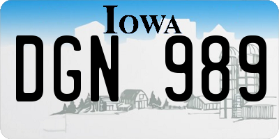 IA license plate DGN989