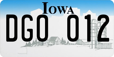 IA license plate DGO012