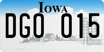 IA license plate DGO015