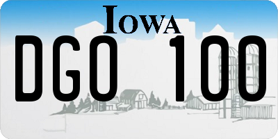 IA license plate DGO100