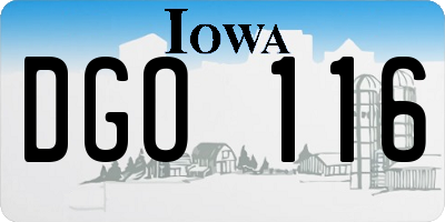 IA license plate DGO116