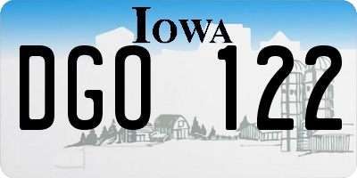 IA license plate DGO122