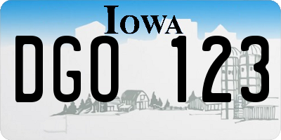 IA license plate DGO123