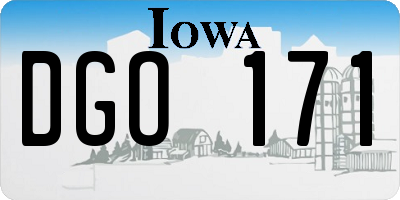 IA license plate DGO171