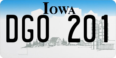 IA license plate DGO201