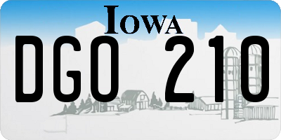 IA license plate DGO210