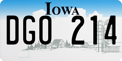 IA license plate DGO214