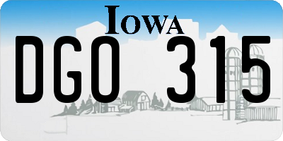 IA license plate DGO315