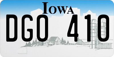 IA license plate DGO410