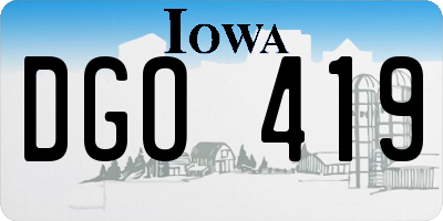 IA license plate DGO419
