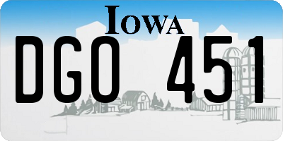 IA license plate DGO451