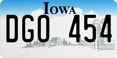 IA license plate DGO454