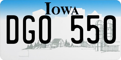 IA license plate DGO550