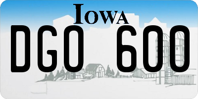 IA license plate DGO600