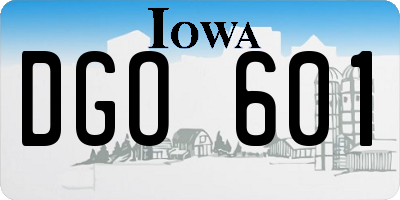 IA license plate DGO601