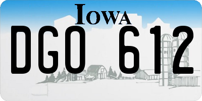 IA license plate DGO612