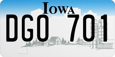 IA license plate DGO701