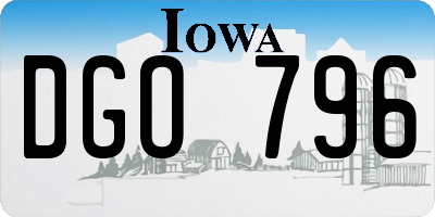 IA license plate DGO796