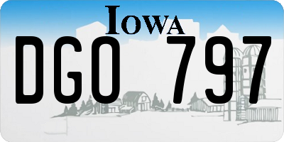 IA license plate DGO797