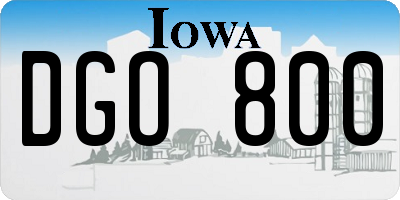 IA license plate DGO800