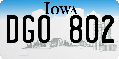 IA license plate DGO802