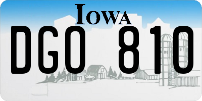 IA license plate DGO810