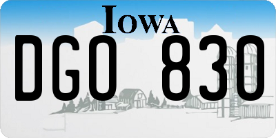 IA license plate DGO830