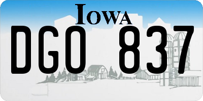 IA license plate DGO837