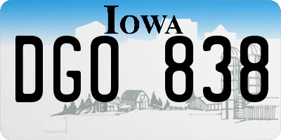 IA license plate DGO838