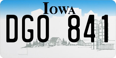 IA license plate DGO841