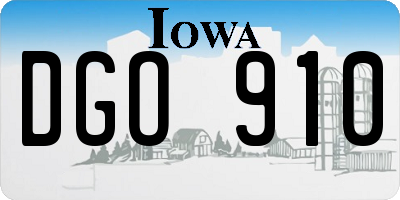 IA license plate DGO910
