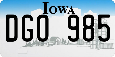 IA license plate DGO985