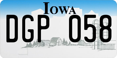 IA license plate DGP058
