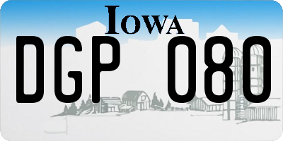IA license plate DGP080