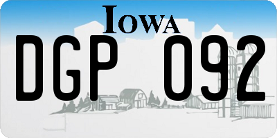 IA license plate DGP092