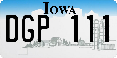 IA license plate DGP111
