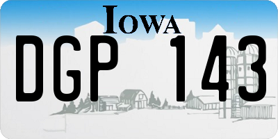 IA license plate DGP143