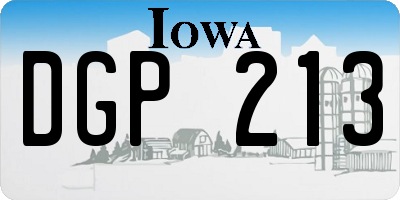 IA license plate DGP213