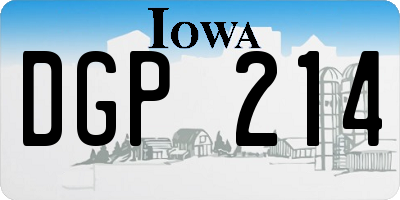 IA license plate DGP214