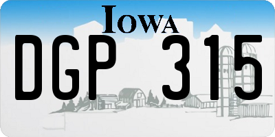 IA license plate DGP315