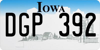 IA license plate DGP392