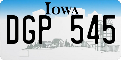 IA license plate DGP545