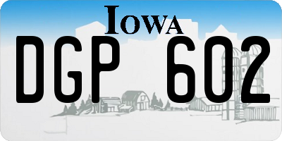 IA license plate DGP602