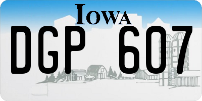IA license plate DGP607