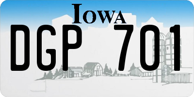 IA license plate DGP701
