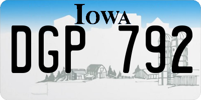 IA license plate DGP792