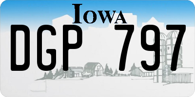 IA license plate DGP797