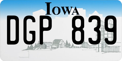 IA license plate DGP839